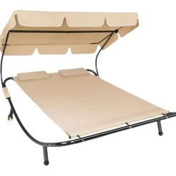 Ligbedden-tectake Ligbed voor 2 personen, Zwart/beige