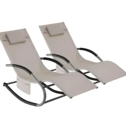 Ligbedden-tectake Ligstoel Taya, ergonomisch, schommelfunctie, Beige