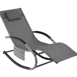 tectake Ligstoel Taya, ergonomisch, schommelfunctie, Grijs