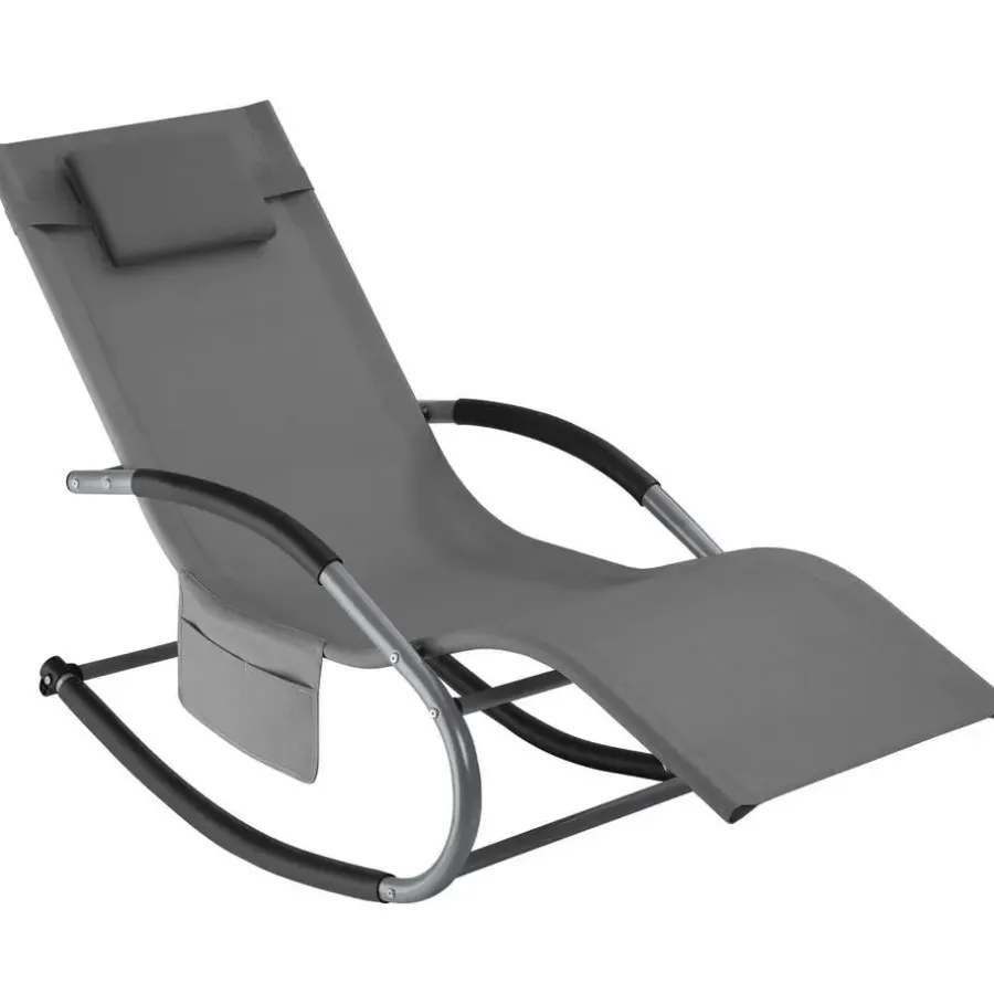 tectake Ligstoel Taya, ergonomisch, schommelfunctie, Grijs