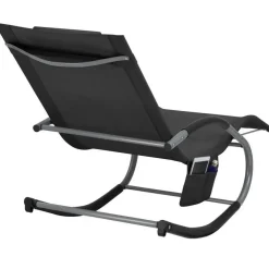 tectake Ligstoel Taya, ergonomisch, schommelfunctie, Zwart