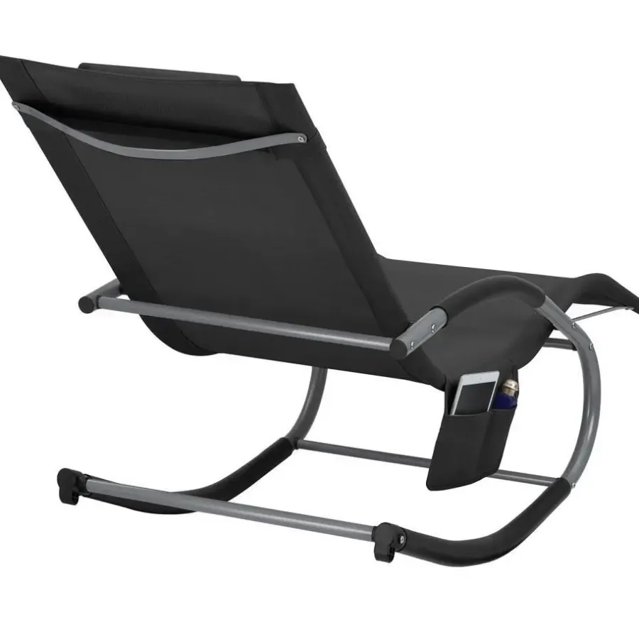 tectake Ligstoel Taya, ergonomisch, schommelfunctie, Zwart