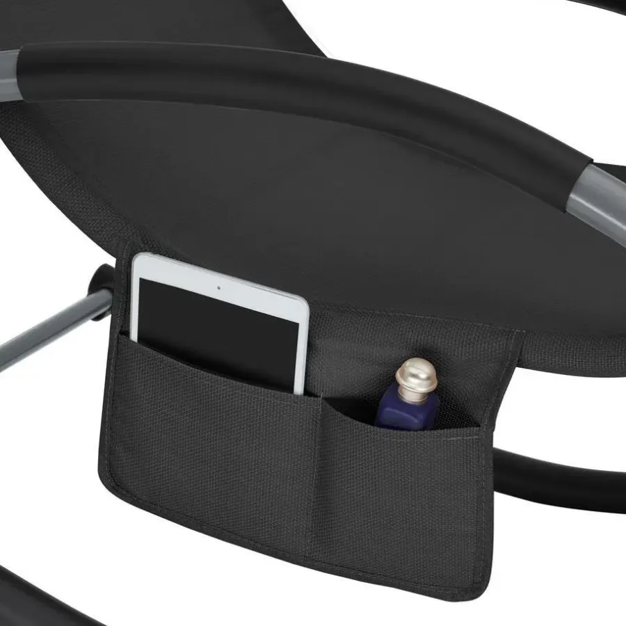 tectake Ligstoel Taya, ergonomisch, schommelfunctie, Zwart