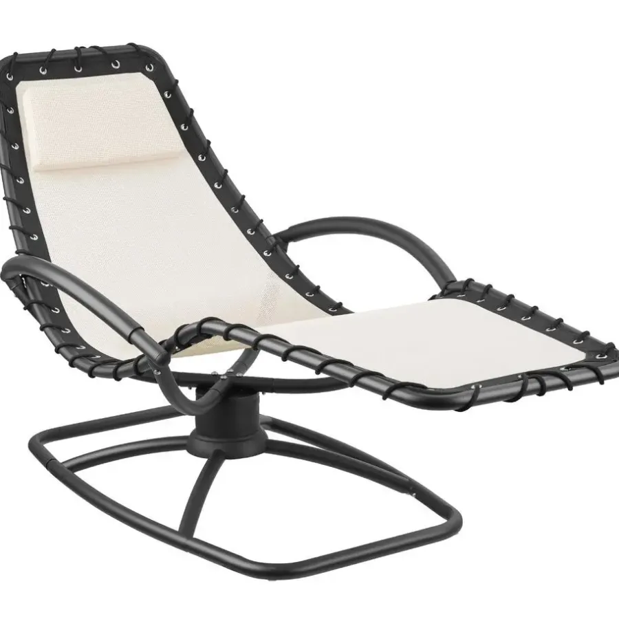 Ligbedden-tectake Ligstoel Toulon, ergonomisch, schommelfunctie, Beige
