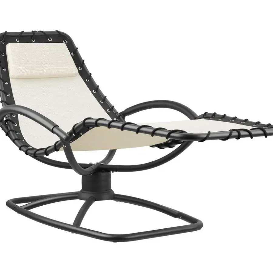 Ligbedden-tectake Ligstoel Toulon, ergonomisch, schommelfunctie, Beige