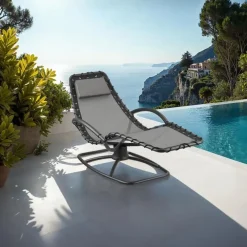 tectake Ligstoel Toulon, ergonomisch, schommelfunctie, Grijs