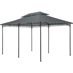 Terrasoverkappingen-tectake Luxe tuinpaviljoen Emine 4x3m met 6 zijdelen, Antraciet