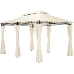 tectake Luxe tuinpaviljoen Emine 4x3m met 6 zijdelen, Crème