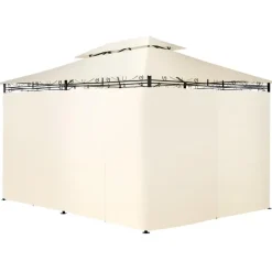 tectake Luxe tuinpaviljoen Emine 4x3m met 6 zijdelen, Crème