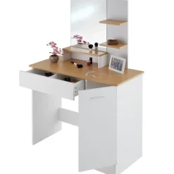 Kaptafels-tectake Makeup-tafel Zoe , Wit/beuken