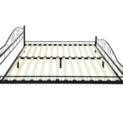 tectake Metalen bed met lattenbodem in romantisch ontwerp, Zwart/zwart