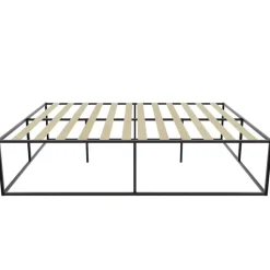 2-Persoons Bedden-tectake Metalen bedframe Kyoto met lattenbodem, 250 kg, 140 x 200 cm, Zwart