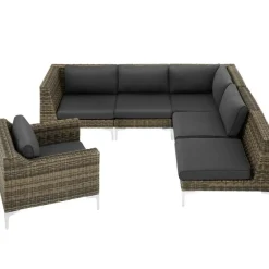 Loungeset Elementen-tectake Modulaire wickerset Villanova hoek rechts met aluminium frame