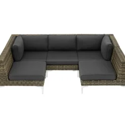tectake Modulaire wickerset Villanova hoek links met aluminium frame