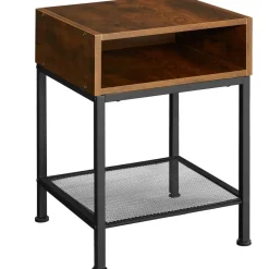 Nachtkastjes|Nachtkastjes-tectake Nachtkastje Harlow 40,5x40,5x52,5cm, Industrieel Hout Donker, Rustiek