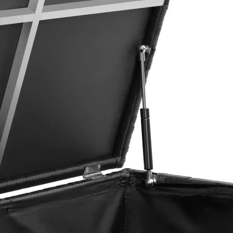 Kussenboxen-tectake Opbergbox Kuusamo met aluminium frame en wielen 297l, 117x54x64cm