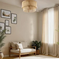 Hanglampen-tectake Plafondlamp Boho - Jute Hanglamp 40W voor Woonkamer/Slaapkamer