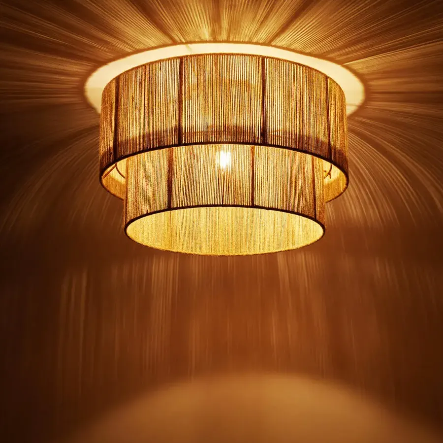 Hanglampen-tectake Plafondlamp Boho - Jute Hanglamp 40W voor Woonkamer/Slaapkamer