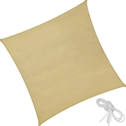Schaduwdoeken-tectake Polyethyleen zonnezeil vierkant beige, Beige