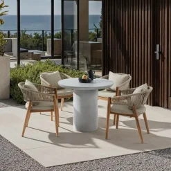 Tuintafels-tectake Ronde tuintafel Talmi, voor binnen & buiten, 86,5x75,5cm, Betongrijs
