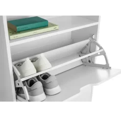 tectake Schoenenkast Calea met 2 kantelvakken voor 12 paar schoenen, Wit