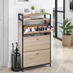 Schoenenkasten-tectake Schoenenkast, Industrieel Licht Hout, Eiken Sonoma