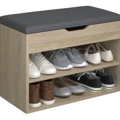 Schoenenkasten-tectake Schoenenkast Jasmina met zitkussen 60x30x43,5cm