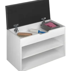 tectake Schoenenkast Jasmina met zitkussen 60x30x43,5cm, Wit
