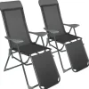 tectake Set van 2 aluminium tuinstoelen inklapbaar met hoofdsteun en voetensteun