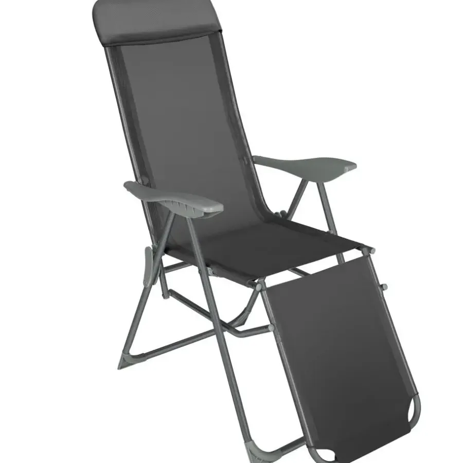 tectake Set van 2 aluminium tuinstoelen inklapbaar met hoofdsteun en voetensteun