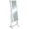 tectake Sieradenkast met spiegel, rechtopstaand, Wit