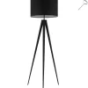 Staande Lampen-tectake Staande lamp Lunaris, textielkap, driepootsframe, Zwart