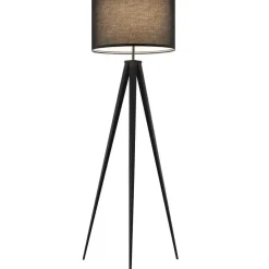 Staande Lampen-tectake Staande lamp Lunaris, textielkap, driepootsframe, Zwart
