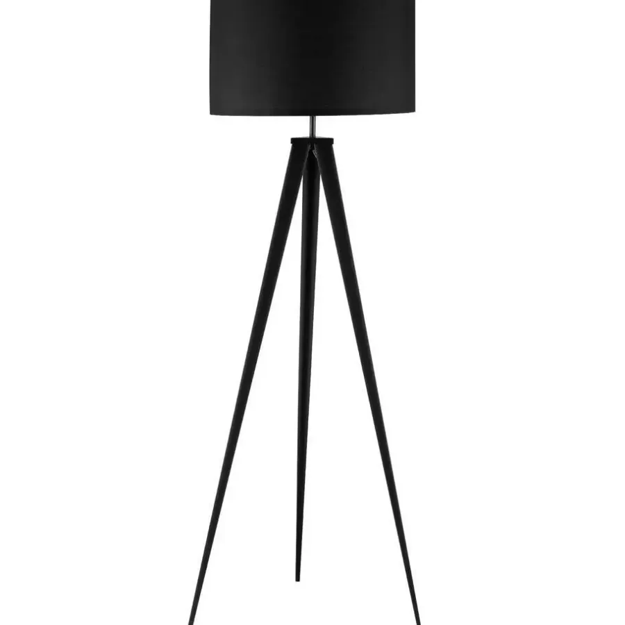 Staande Lampen-tectake Staande lamp Lunaris, textielkap, driepootsframe, Zwart