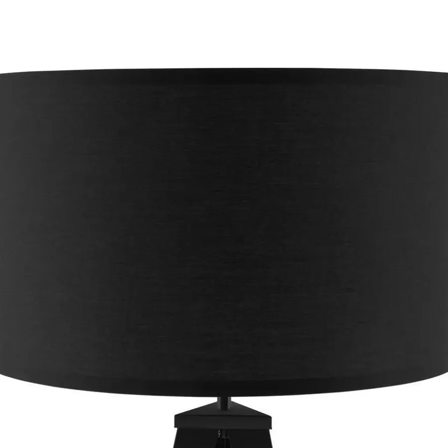 Staande Lampen-tectake Staande lamp Lunaris, textielkap, driepootsframe, Zwart