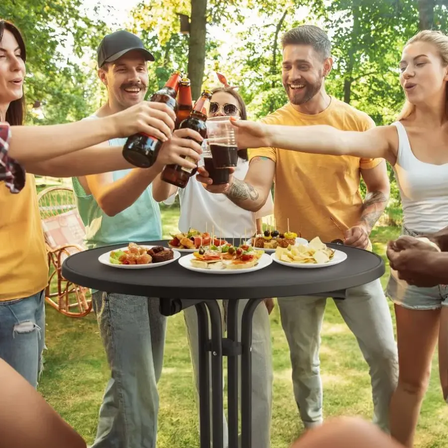 Tuintafels-tectake Statafel Eren inklapbaar met hoes 90x110cm, Zwart