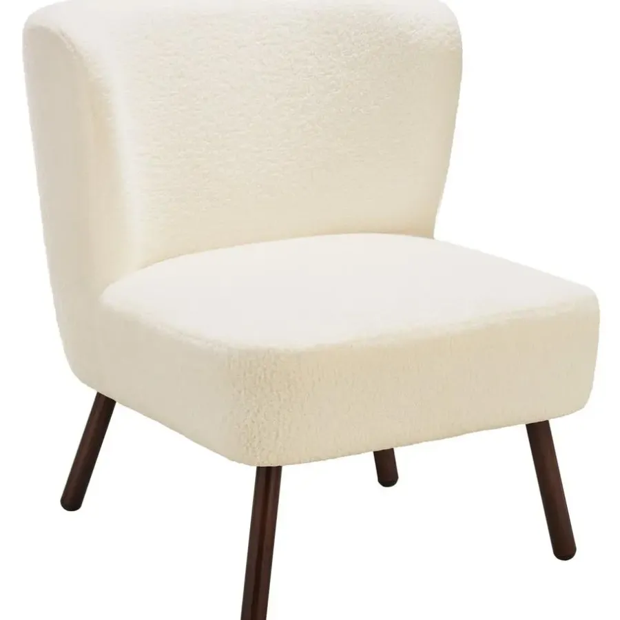 tectake Teddy-fauteuil Robina 2 offwhite W2, Bouclé Gebroken Wit