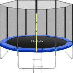 Trampolines-tectake Trampoline Garfunky met veiligheidsnet, Zwart/blauw