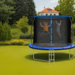 Trampolines-tectake Trampoline Jumpy met veiligheidsnet, Zwart/blauw