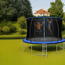 Trampolines-tectake Trampoline Jumpy met veiligheidsnet, Zwart/blauw