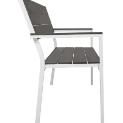 tectake Tuinbank Line 2-zitter met aluminium frame 128x59x88cm, Lichtgrijs/wit