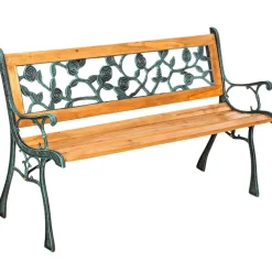 tectake Tuinbank Marina 2-zitter van hout en gietijzer 124x52x74, Bruin