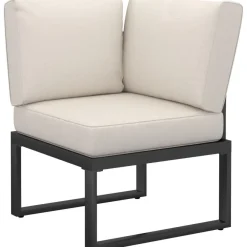 Loungesets|Loungesets-tectake Tuin-loungeset Eliar, 4-delig, met aluminium frame, Zwart
