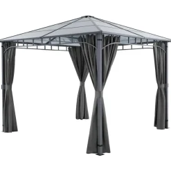 tectake Tuinpaviljoen Caracas, weerbestendig, polycarbonaat-dakplaten, Grijs