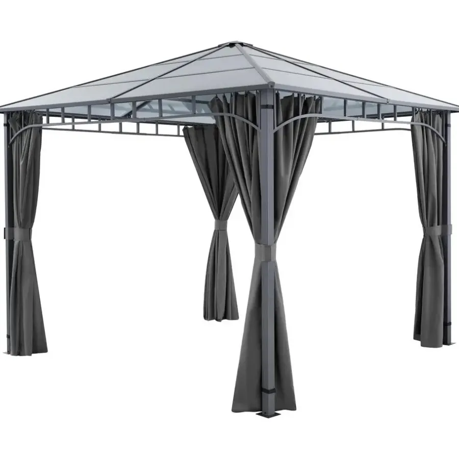tectake Tuinpaviljoen Caracas, weerbestendig, polycarbonaat-dakplaten, Grijs