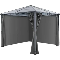 tectake Tuinpaviljoen Caracas, weerbestendig, polycarbonaat-dakplaten, Grijs