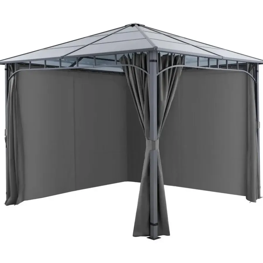 tectake Tuinpaviljoen Caracas, weerbestendig, polycarbonaat-dakplaten, Grijs