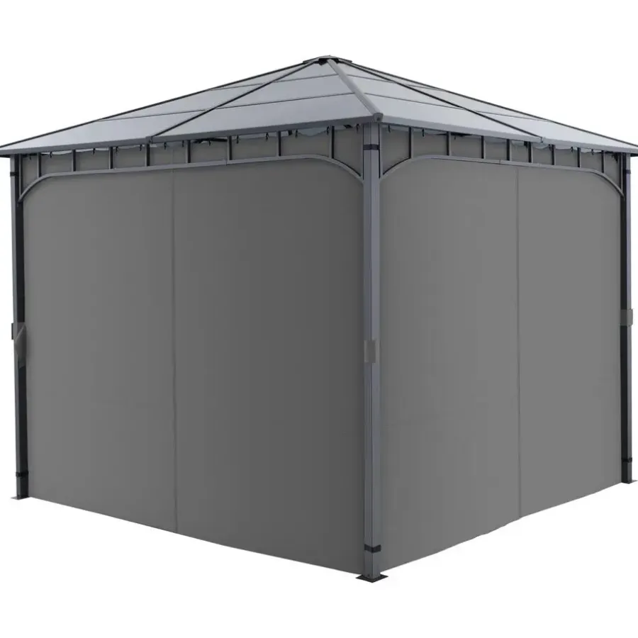 tectake Tuinpaviljoen Caracas, weerbestendig, polycarbonaat-dakplaten, Grijs