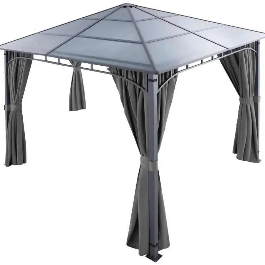 tectake Tuinpaviljoen Caracas, weerbestendig, polycarbonaat-dakplaten, Grijs