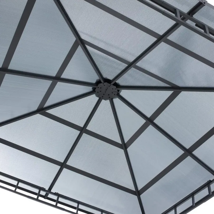 tectake Tuinpaviljoen Caracas, weerbestendig, polycarbonaat-dakplaten, Grijs